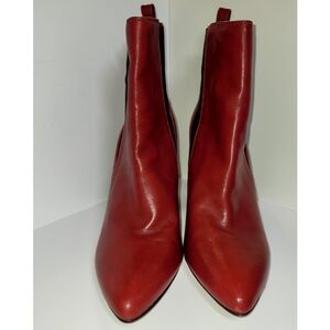 Vince Camuto Leather VC-BRITSY Bootie Red Black Size 10M Pointed Toe 4" Heel